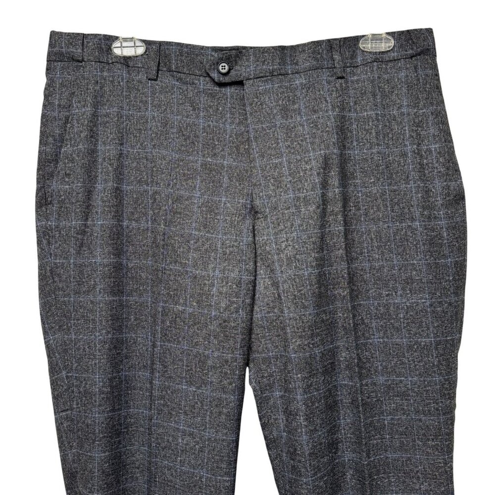 Stacy Adams NEW Windowpane Plaid Dress Pants Button Closure Men 38R Gray - Picture 2 of 13